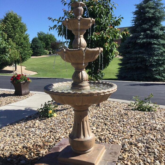 Giannini Garden Gaetana 3-Tier Cast Stone Outdoor Courtyard Fountain 1621 1621