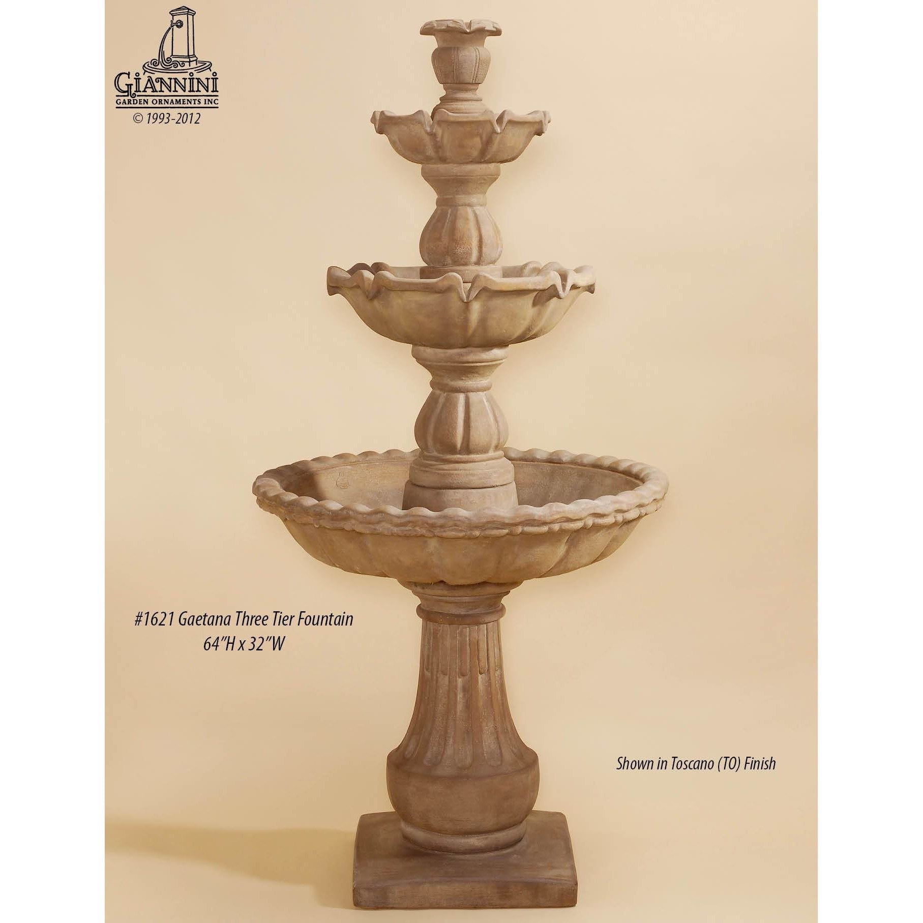 Giannini Garden Gaetana 3-Tier Cast Stone Outdoor Courtyard Fountain 1621 1621