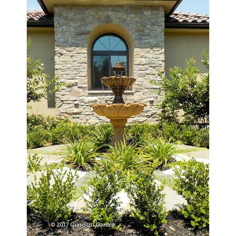 Giannini Garden Gardenia 2-Tier Cast Stone Outdoor Courtyard Fountain 1214