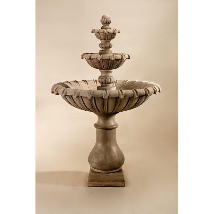 Giannini Garden Grand Chateau 3-Tier Cast Stone Outdoor Courtyard Fountain 1692 1692