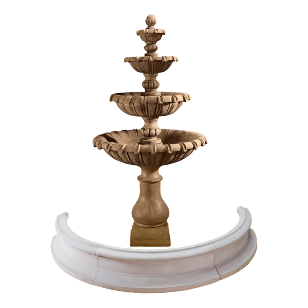 Giannini Garden Grand Chateau 4-Tier Cast Stone Outdoor Courtyard Fountain with Basin 1693