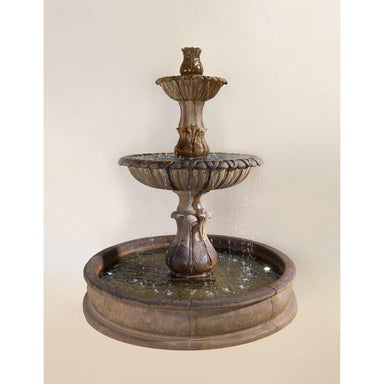 Giannini Garden Grandis Calanthia 2-Tier Cast Stone Outdoor Courtyard Fountain with Basin 1697