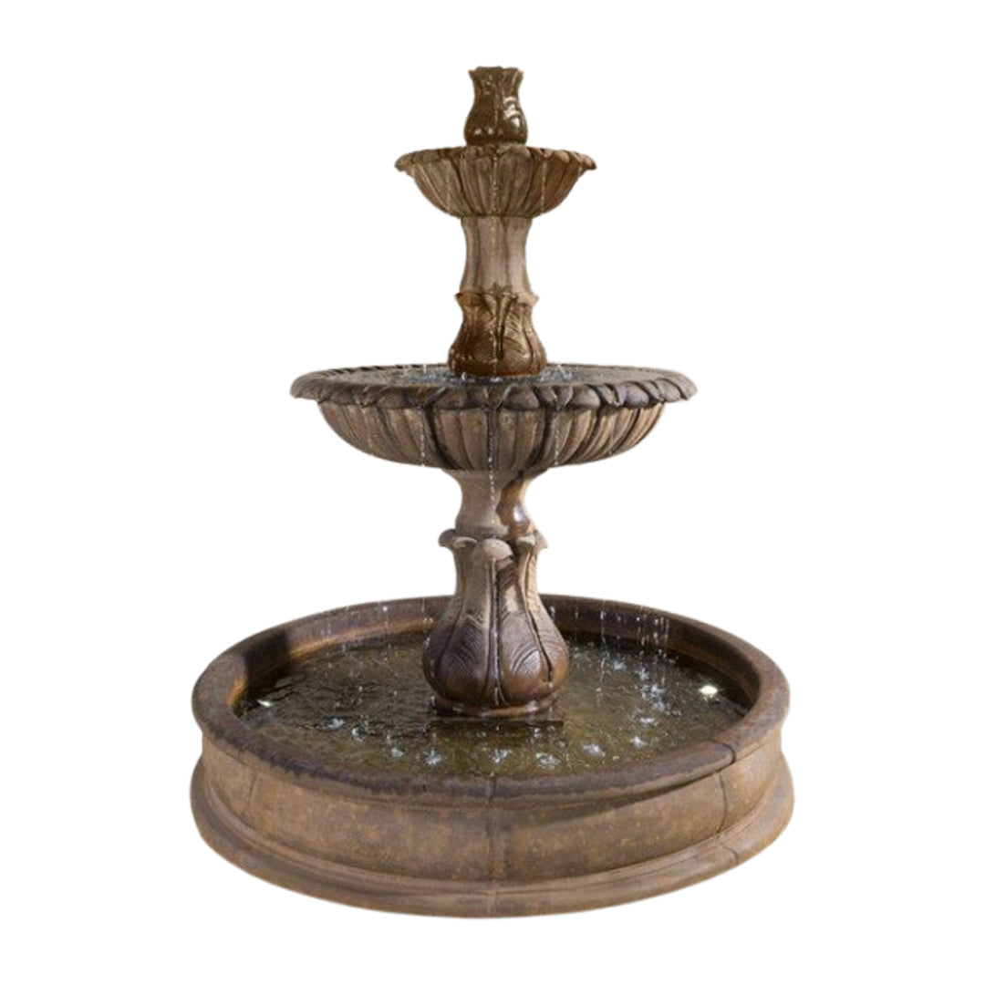 Giannini Garden Grandis Calanthia 2-Tier Cast Stone Outdoor Courtyard Fountain with Basin 1697
