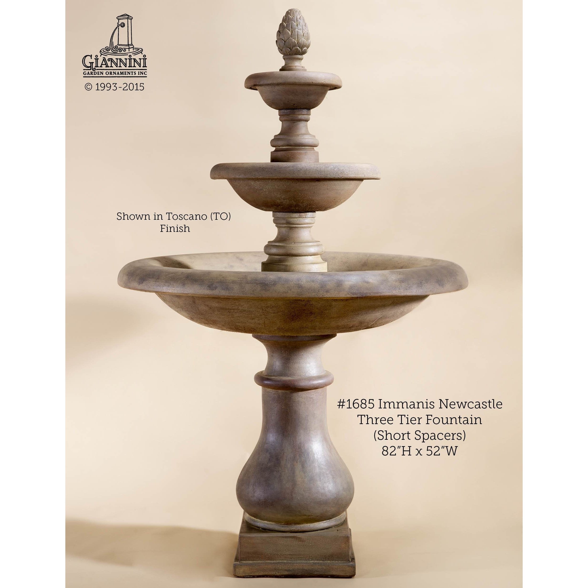 Giannini Garden Immanis Newcastle 3-Tier Cast Stone Outdoor Garden Fountain 1685 1685