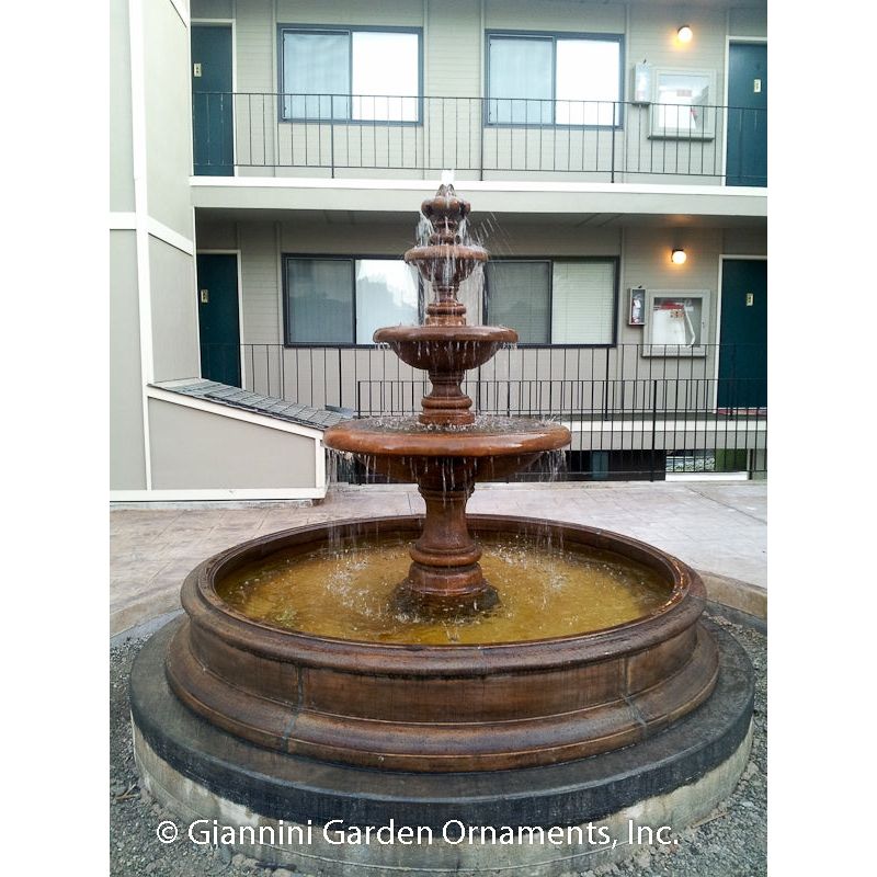Giannini Garden Isola 3-Tier Cast Stone Outdoor Courtyard Fountain with Basin 1295