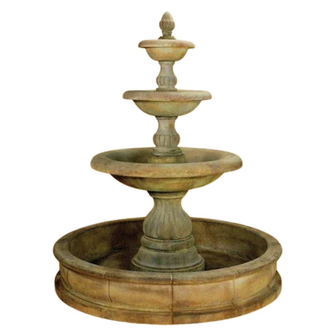 Giannini Garden Isola 3-Tier Cast Stone Outdoor Courtyard Fountain with Basin 1295