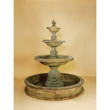 Giannini Garden Isola 3-Tier Cast Stone Outdoor Courtyard Fountain with Basin 1295