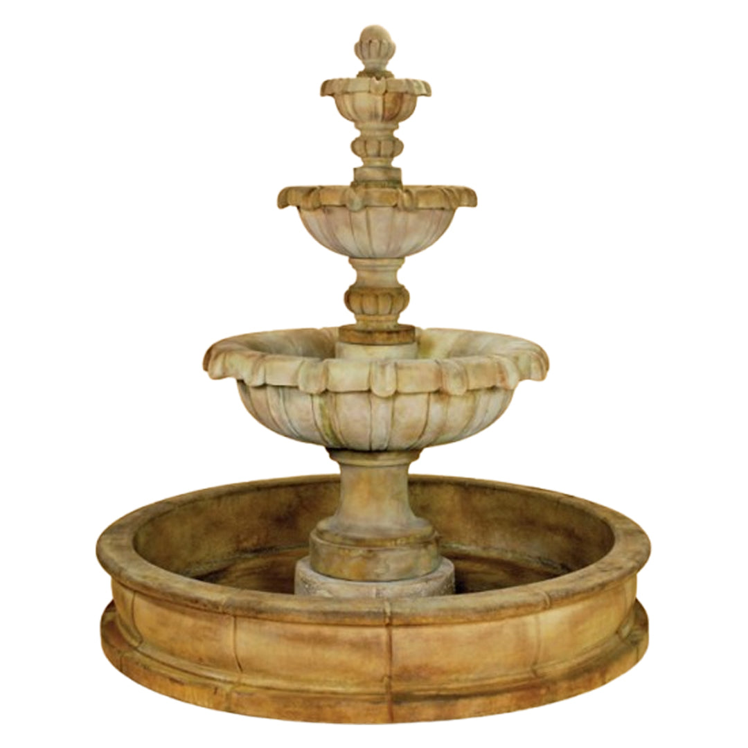 Giannini Garden Jardin 3-Tier Cast Stone Outdoor Courtyard Fountain with Basin 1281