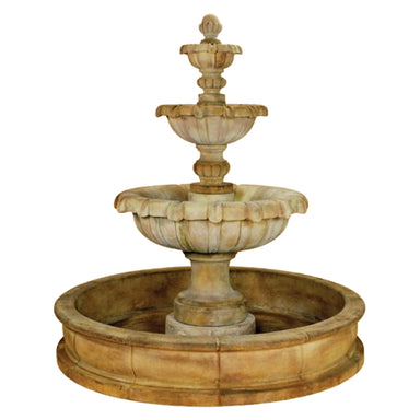 Giannini Garden Jardin 3-Tier Cast Stone Outdoor Courtyard Fountain with Basin 1281