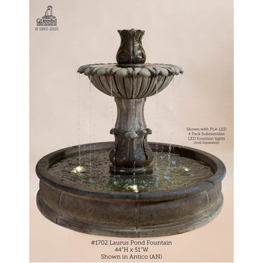 Giannini Garden Laurus Cast Stone Outdoor Courtyard Fountain with Basin 1702 1702
