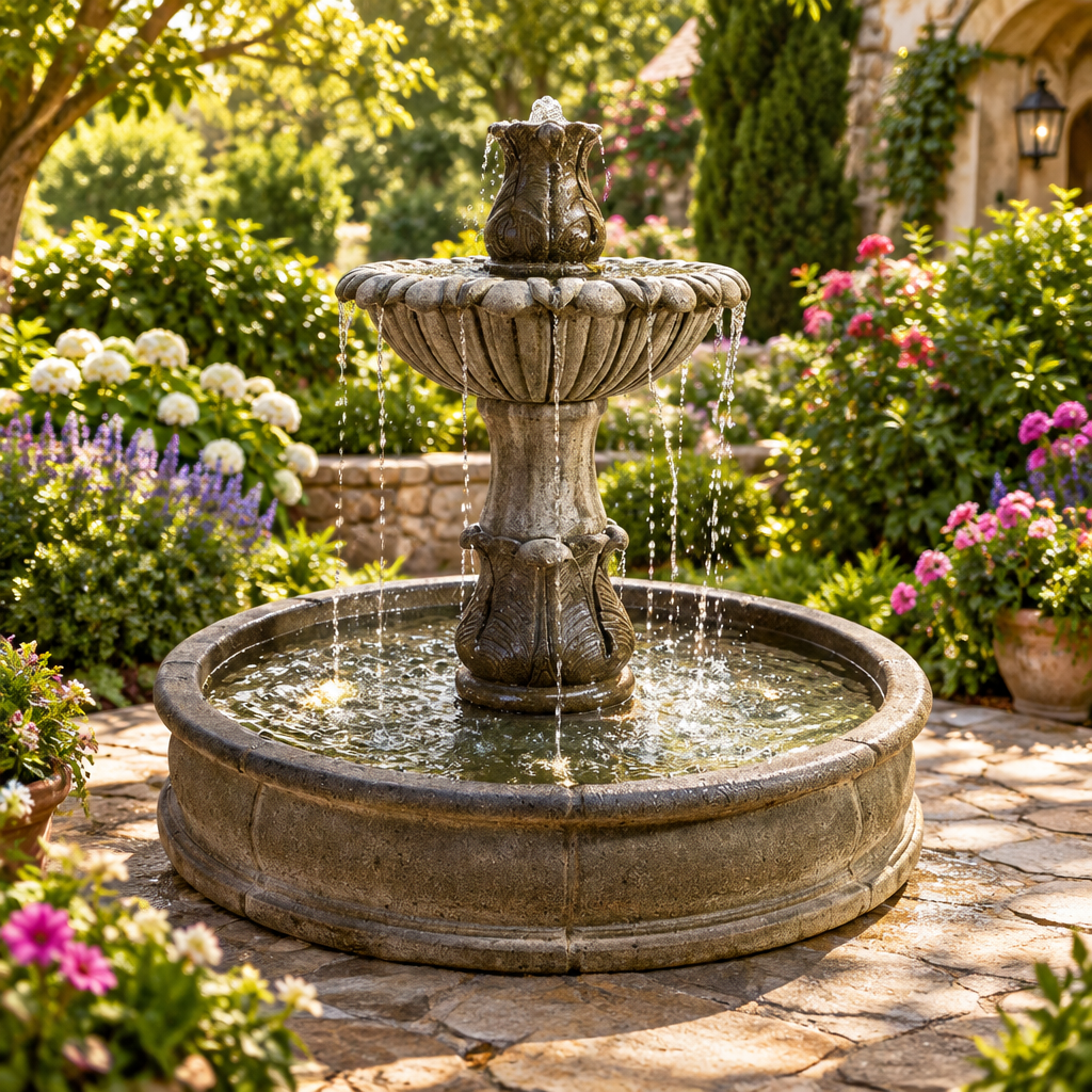 Giannini Garden Laurus Cast Stone Outdoor Courtyard Fountain with Basin 1702