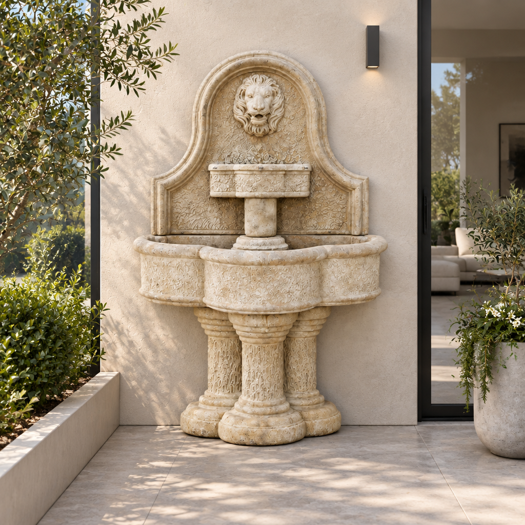 Giannini Garden Luccan Lion Outdoor Wall Fountain 1139