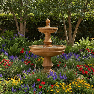 Giannini Garden Montefalco 5ft Tall 2-Tier Cast Stone Outdoor Courtyard Fountain 1607 1607