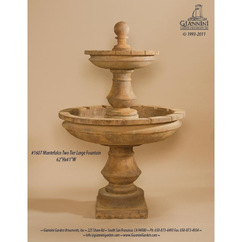 Giannini Garden Montefalco 5ft Tall 2-Tier Cast Stone Outdoor Courtyard Fountain 1607 1607