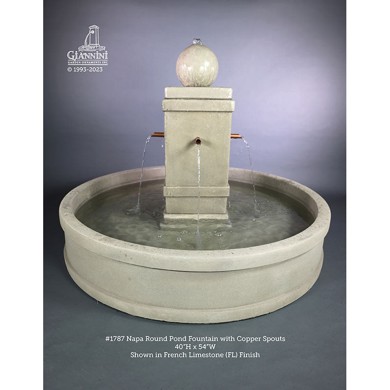 Giannini Garden Napa Fountain with Round Basin in GFRC 1787 1787