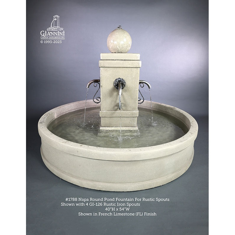 Giannini Garden Napa Fountain with Round Basin in GFRC 1787 1788
