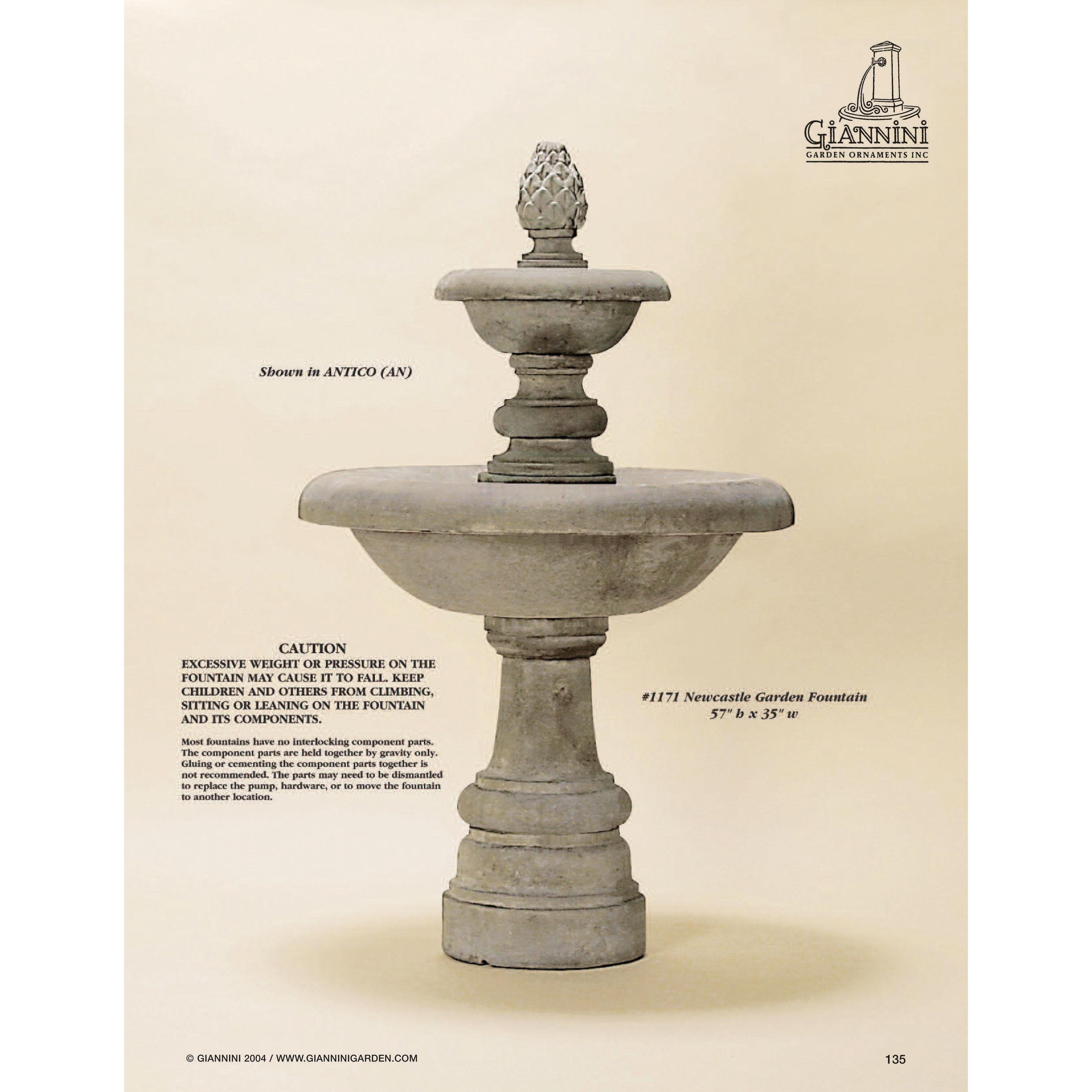 Giannini Garden Newcastle Cast Stone Outdoor Fountain 1171 1171