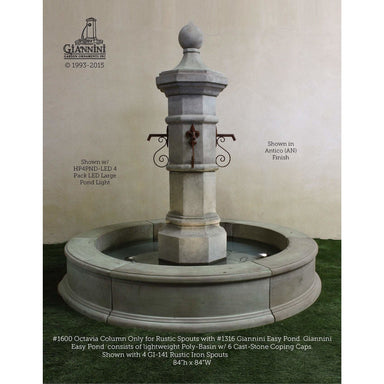 Giannini Garden Octavia Cast Stone Column Outdoor Fountain with 84" Wide Easy-Pond Basin
