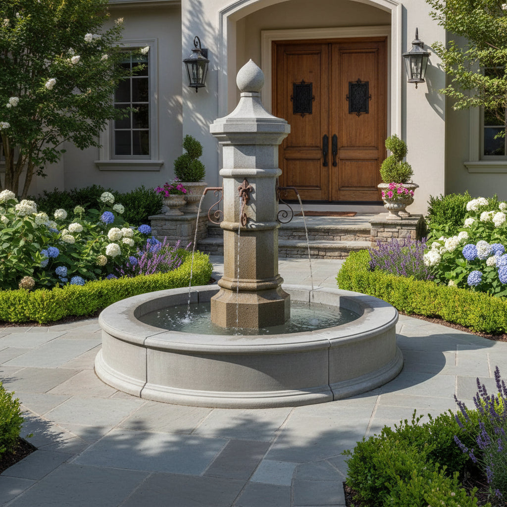 Giannini Garden Octavia Cast Stone Column Outdoor Fountain with 84" Wide Easy-Pond Basin