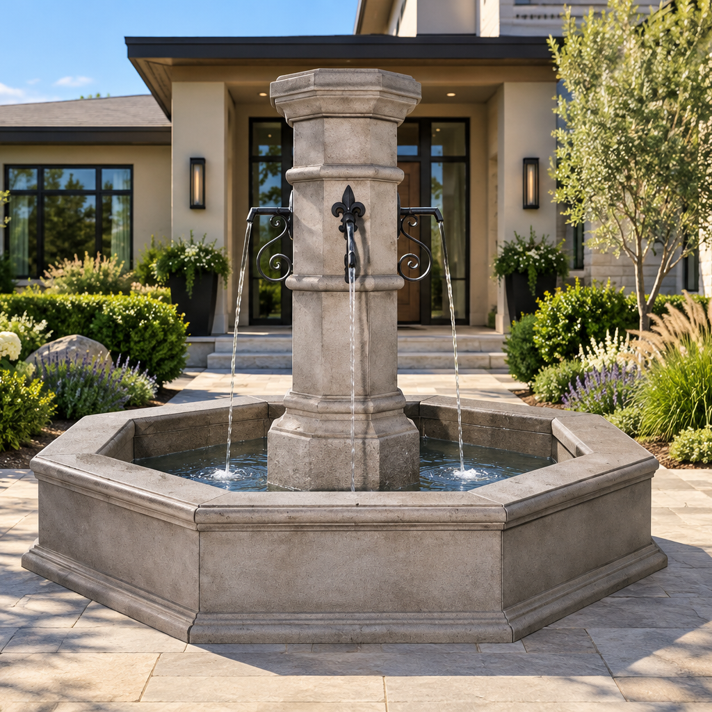 Giannini Garden Octavius Cast Stone Outdoor Courtyard Fountain 1731