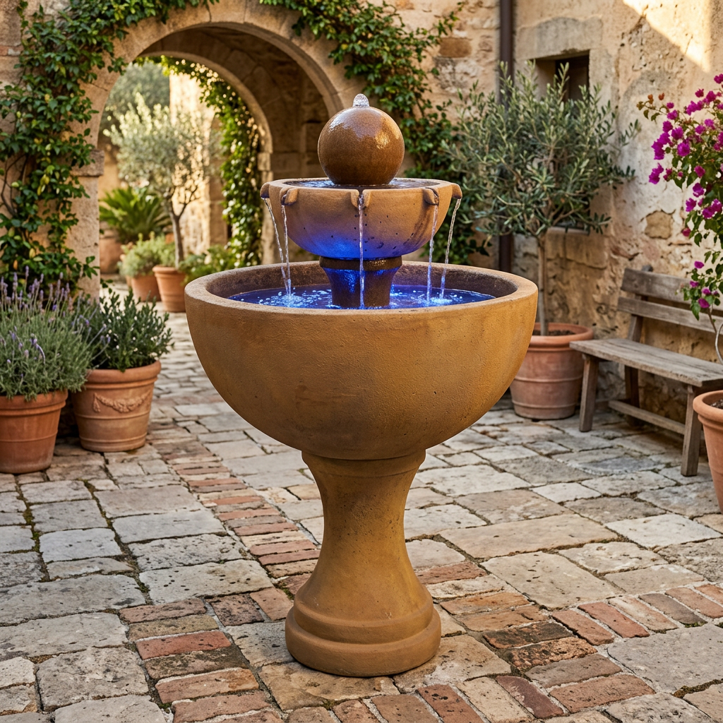 Giannini Garden Orbis 2-Tier Cast Stone Outdoor Fountain 1715