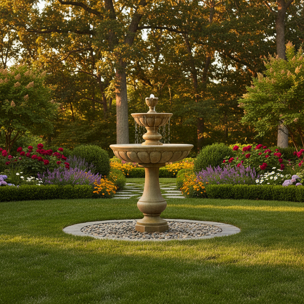 Giannini Garden Peotta 2-Tier Cast Stone Outdoor Fountain 1672 1672