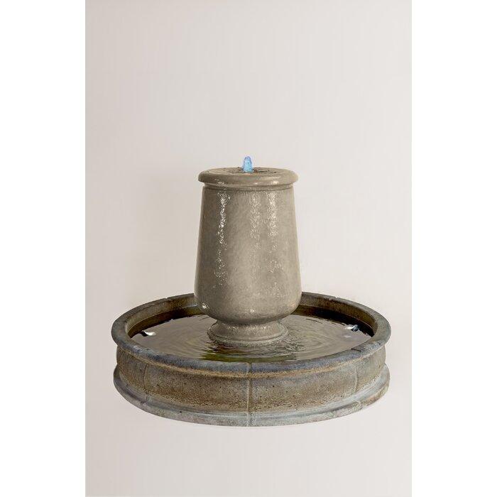 Giannini Garden Planum Cast Stone Urna Outdoor Courtyard Fountain with Basin 1704 1704