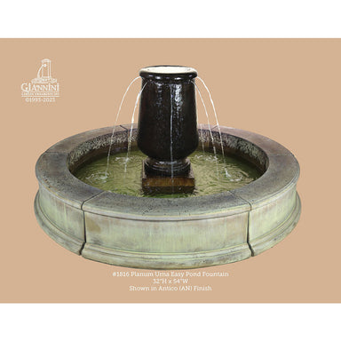 Giannini Garden Planum Cast Stone Urna Outdoor Fountain with Easy Basin 1816 1816