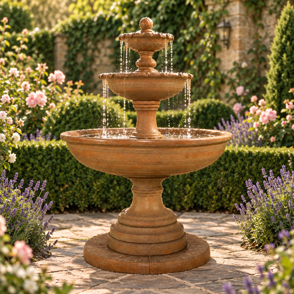 Giannini Garden Porta Elisa 3-Tier Cast Stone Outdoor Garden Fountain 1615