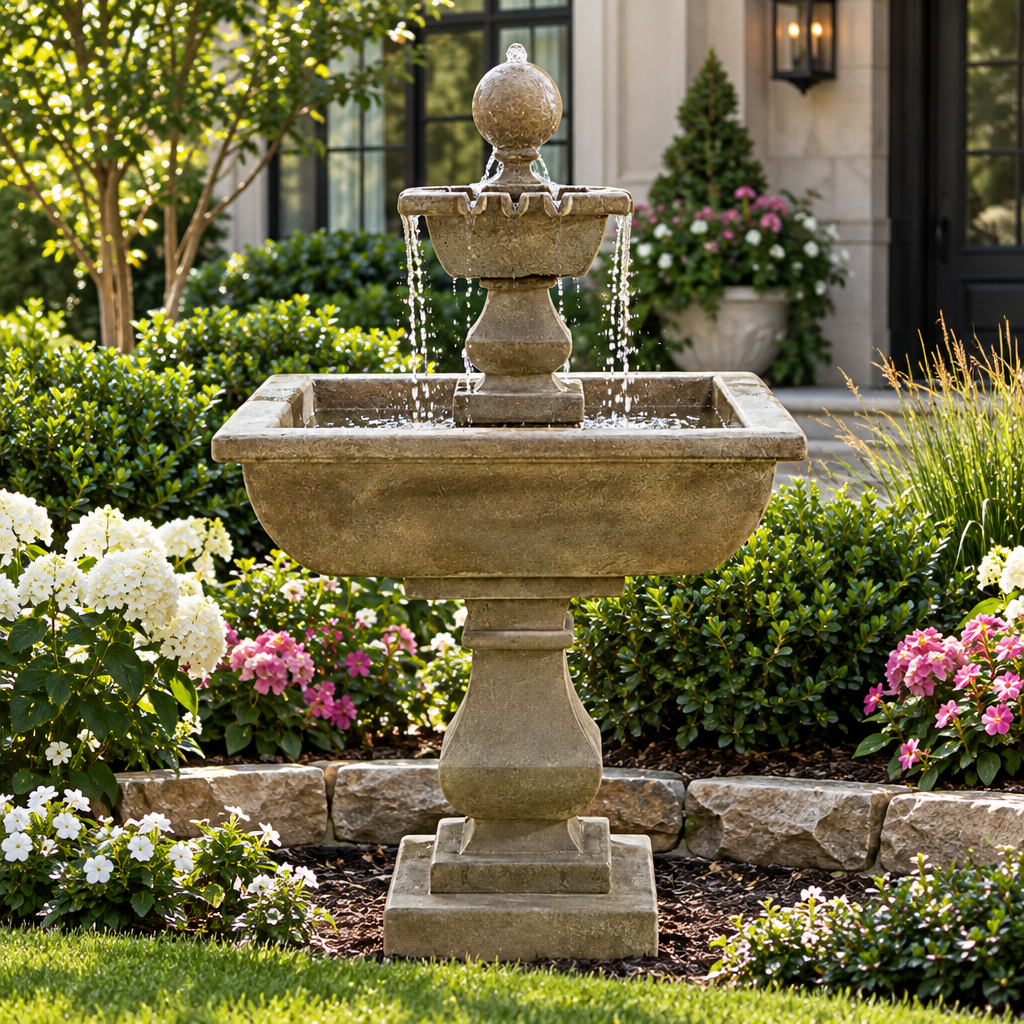 Giannini Garden Quadratum Cast Stone Outdoor Garden Fountain 1670