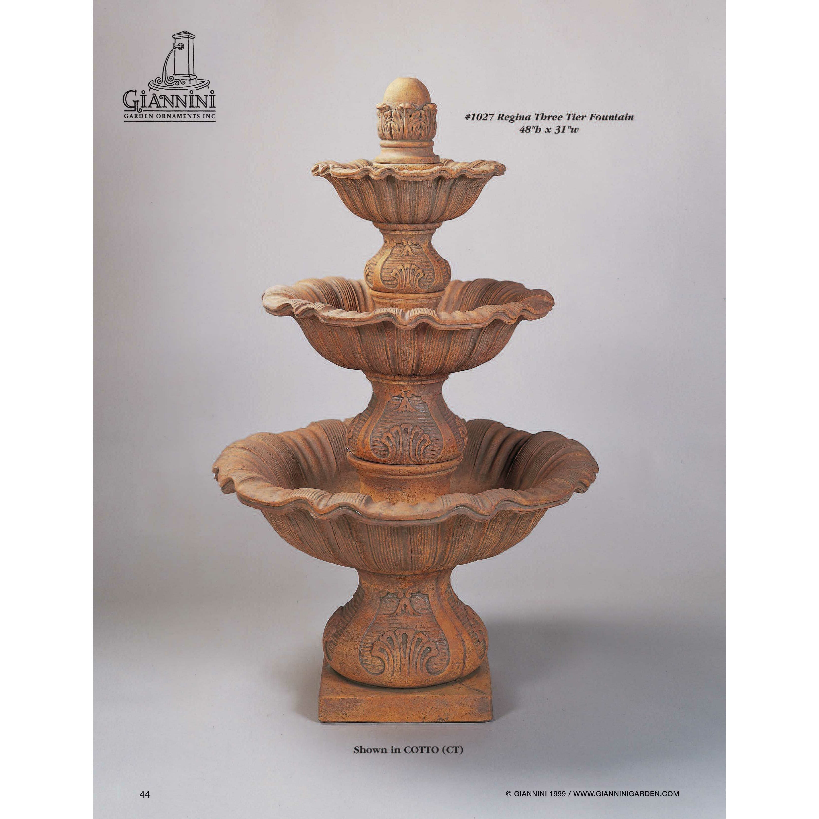 Giannini Garden Regina 3-Tier Cast Stone Outdoor Courtyard Fountain 1027 1027