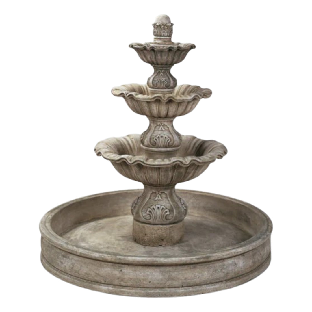Giannini Garden Regina 3-Tier Cast Stone Outdoor Courtyard Fountain with Basin 1028