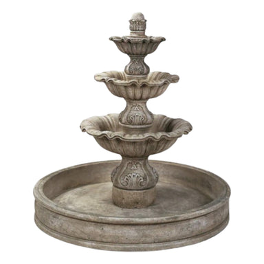 Giannini Garden Regina 3-Tier Cast Stone Outdoor Courtyard Fountain with Basin 1028