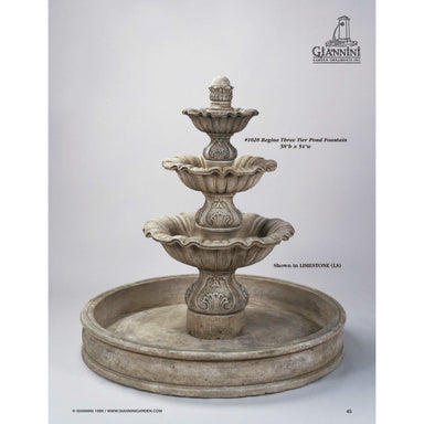 Giannini Garden Regina 3-Tier Cast Stone Outdoor Courtyard Fountain with Basin 1028