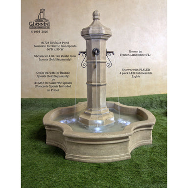 Giannini Garden Roubaix Cast Stone Outdoor Courtyard Fountain with Basin