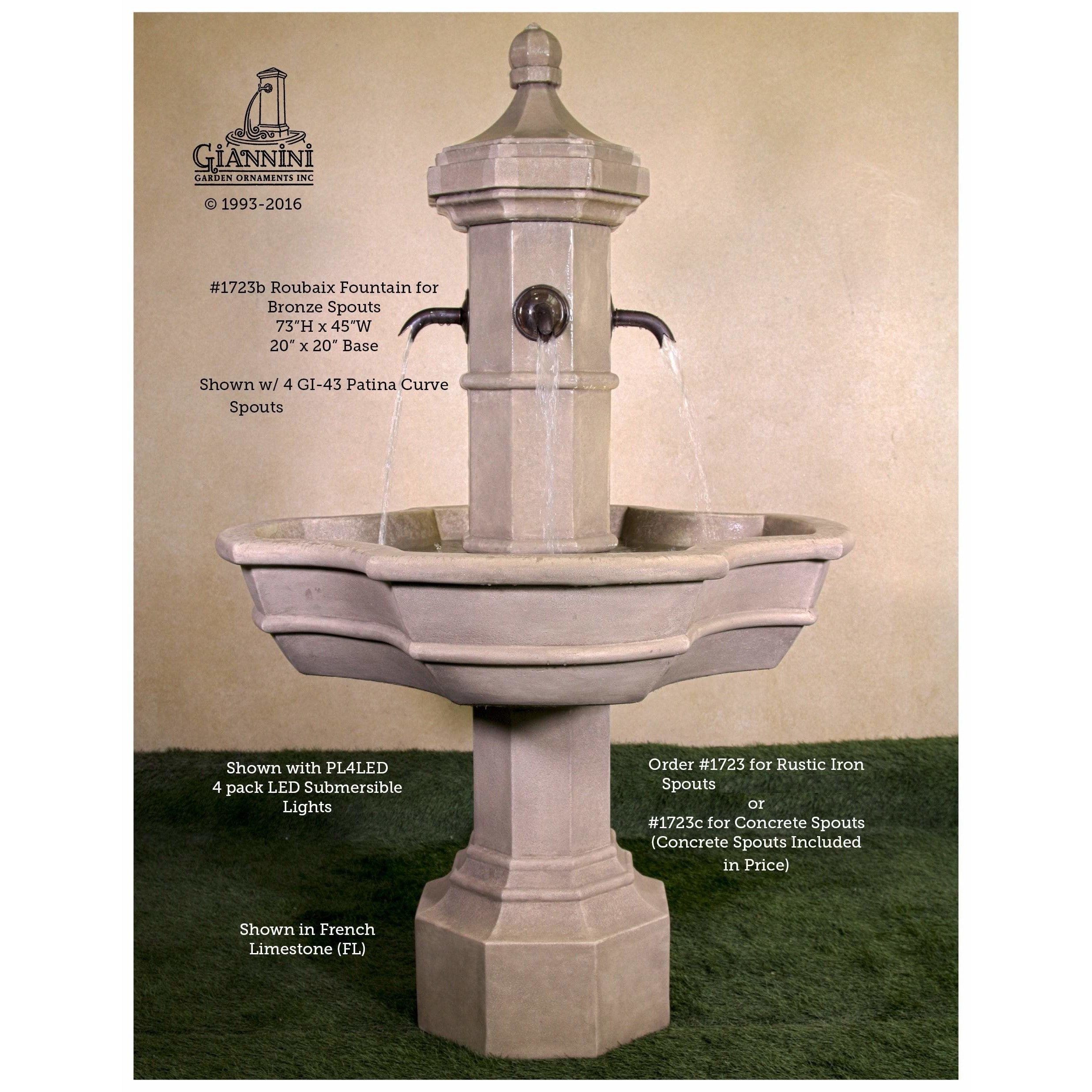 Giannini Garden Roubaix Cast Stone Outdoor Fountain 1723