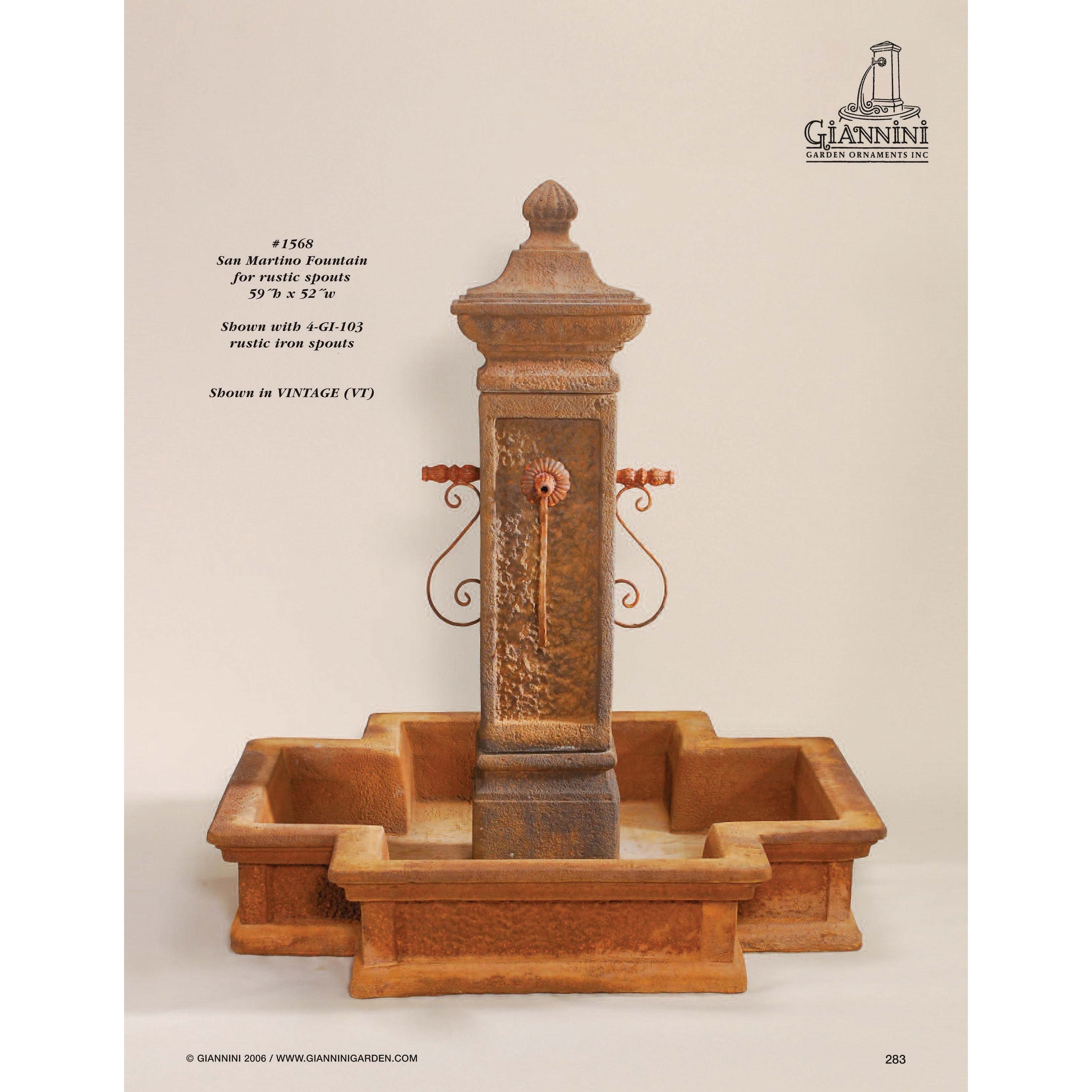 Giannini Garden San Martino Cast Stone Outdoor Courtyard Fountain with Basin 1568 1568