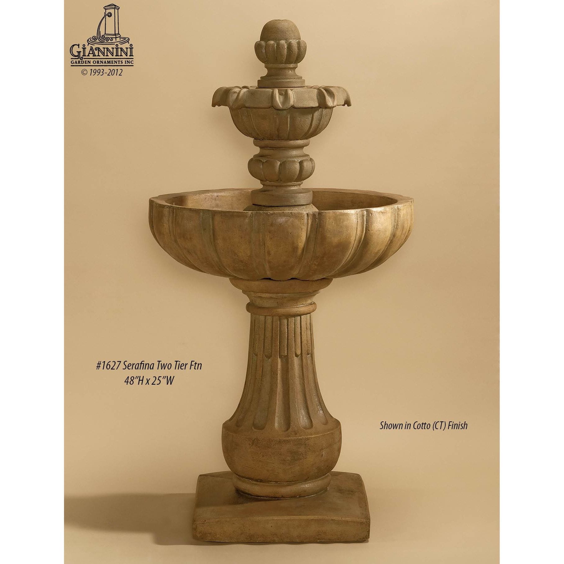 Giannini Garden Serafina 2-Tier Cast Stone Outdoor Garden Fountain 1627 1627
