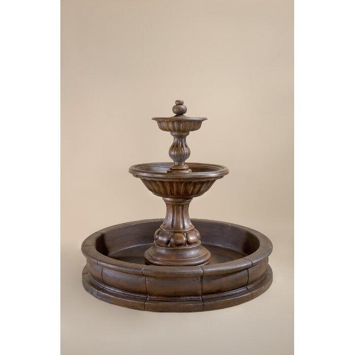 Giannini Garden Sienna Cast Stone Basin Outdoor Courtyard Fountain with Basin 1666