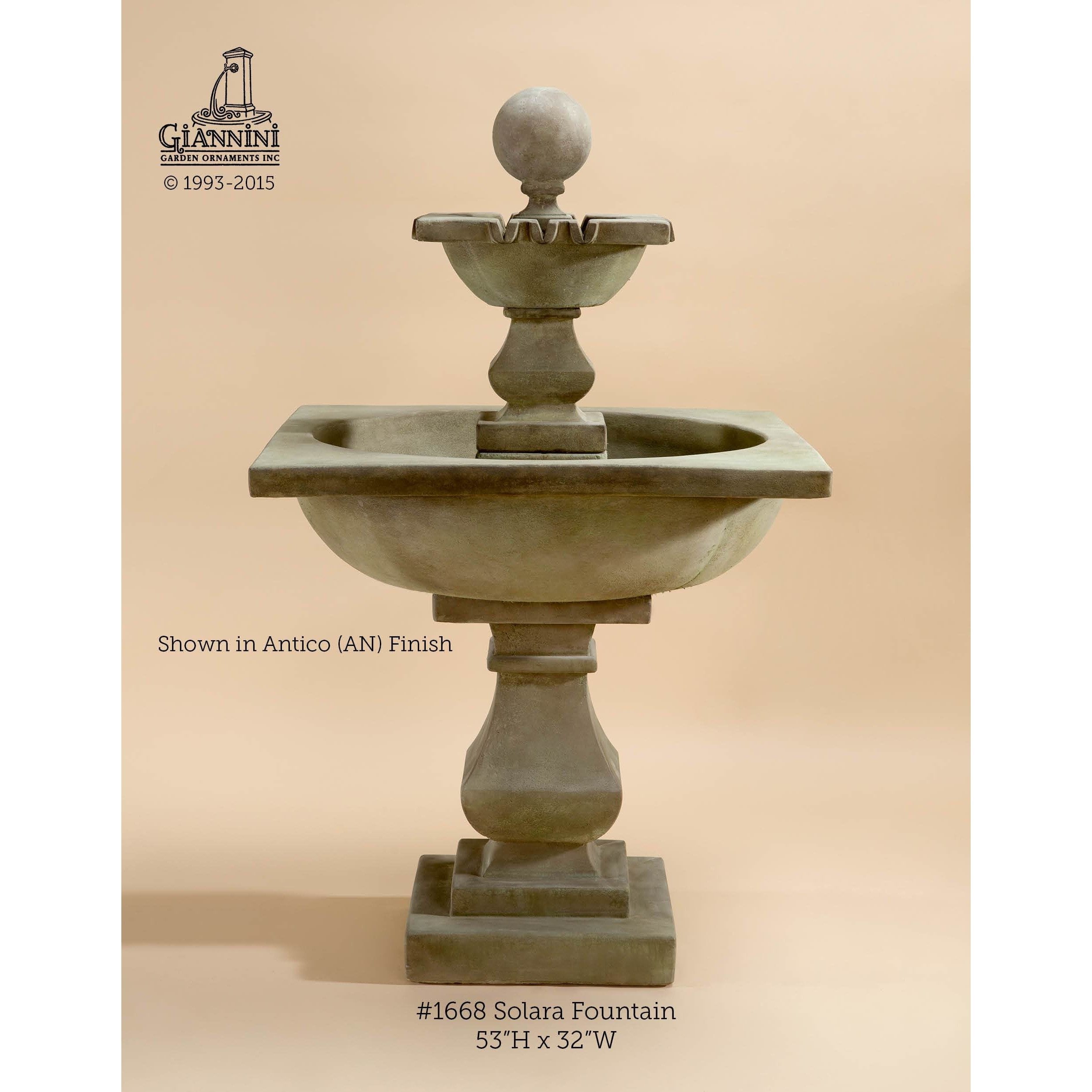 Giannini Garden Solara Cast Stone Outdoor Garden Fountain 1668 1668