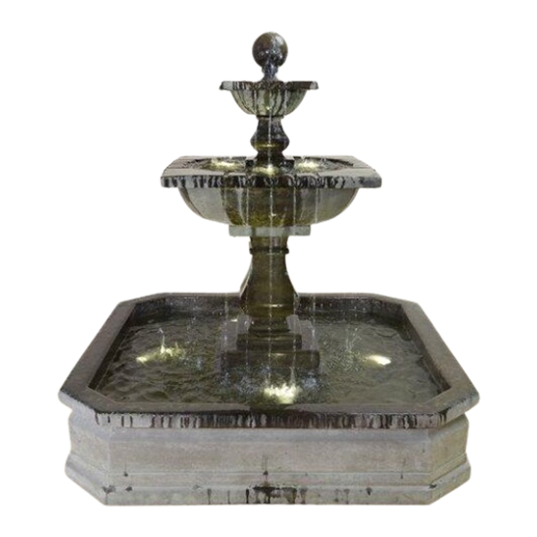 Giannini Garden Solara Cast Stone Quadra Outdoor Courtyard Fountain with Basin 1667 1667