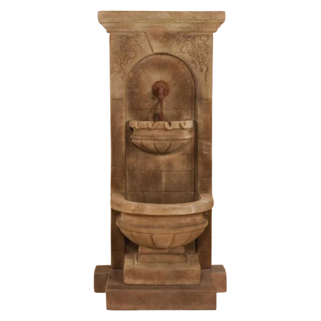 Giannini Garden St. Helena Cast Stone Outdoor Wall Fountain with Step