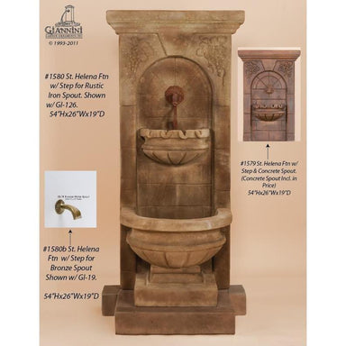 Giannini Garden St. Helena Cast Stone Outdoor Wall Fountain with Step