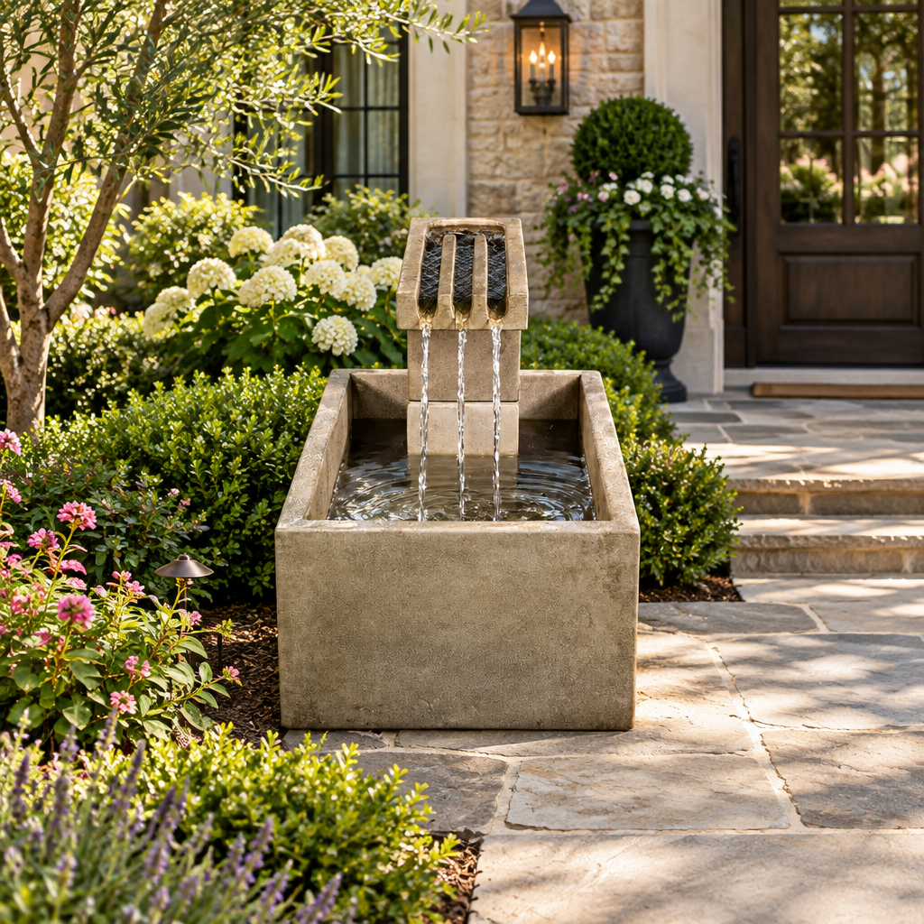 Giannini Garden Trellis Terrace Cast Stone Fountain with Basin 1831