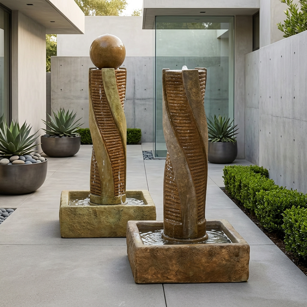 Giannini Garden Twist Texture Outdoor Fountain