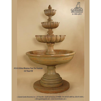 Giannini Garden Urbino MAXIMUS 4-Tier Cast Stone Outdoor Courtyard Fountain 1616 1616