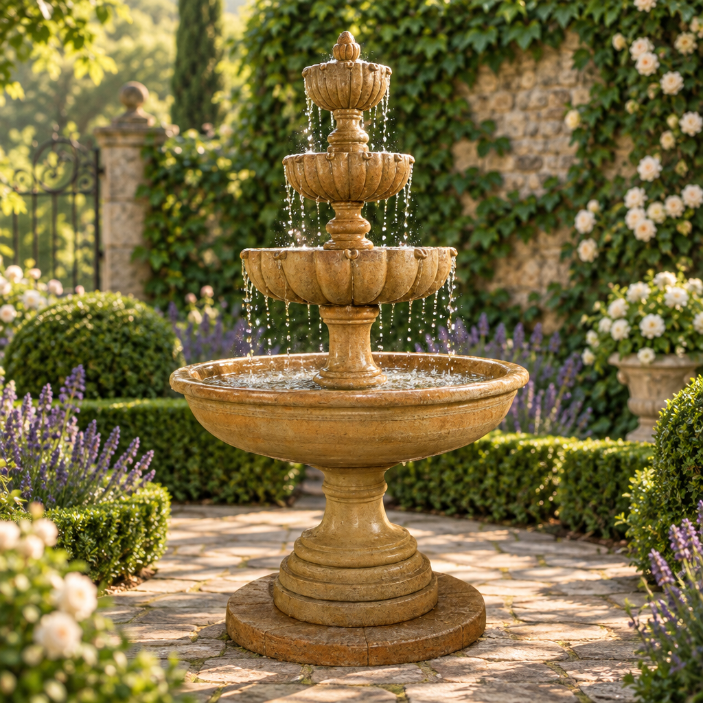 Giannini Garden Urbino MAXIMUS 4-Tier Cast Stone Outdoor Courtyard Fountain 1616