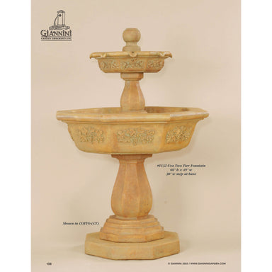 Giannini Garden Uva 2-Tier Cast Stone Outdoor Garden Fountain 1132 1132