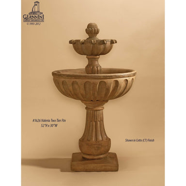 Giannini Garden Valeria 2-Tier Cast Stone Outdoor Garden Fountain 1626 1626