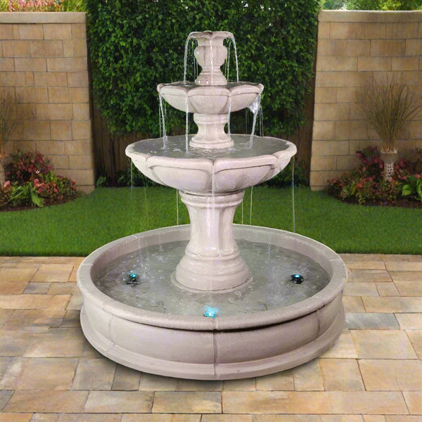 Giannini Garden Velia French Limestone Concrete Three Tier Pond